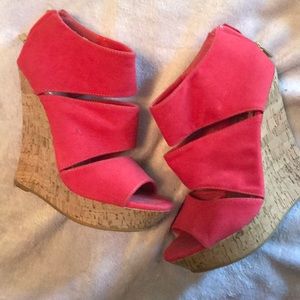 Pink, High heeled wedges